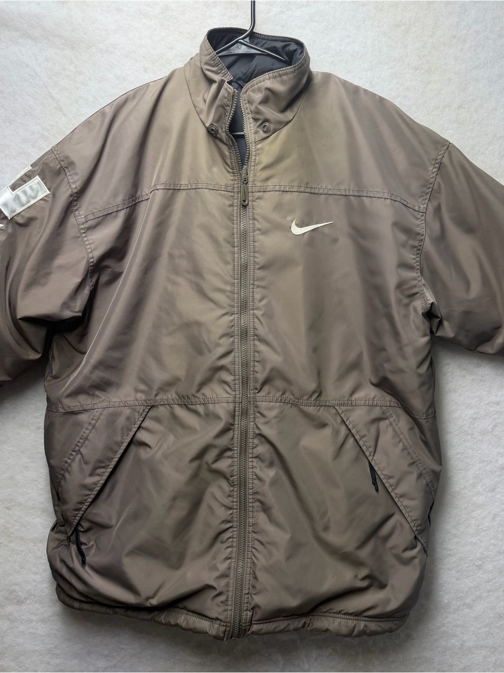 VTG 90s Nike Puffer Jacket Reversible Mens Medium Gray Brown/Black Y2K